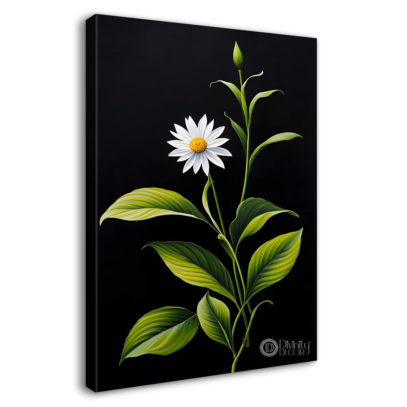 White flowers in dark textured painting- Flower-V-411