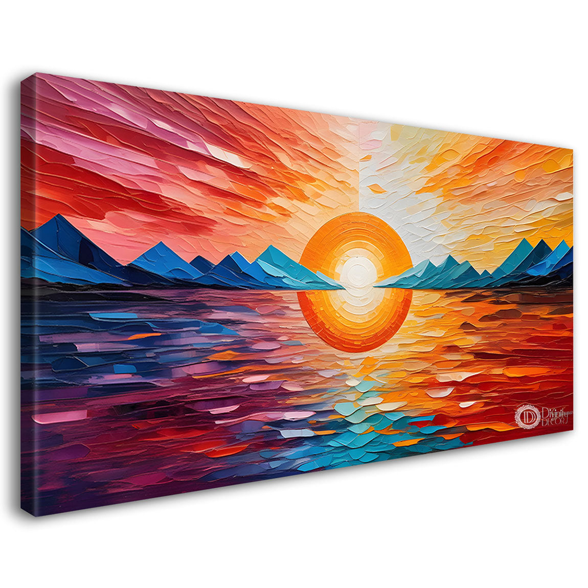 Sunset view textured modern art Canvas Painting - Design - Modern-L-412