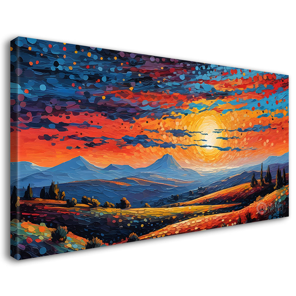 Mountains and sunset painting Canvas Painting - Nature Art -412