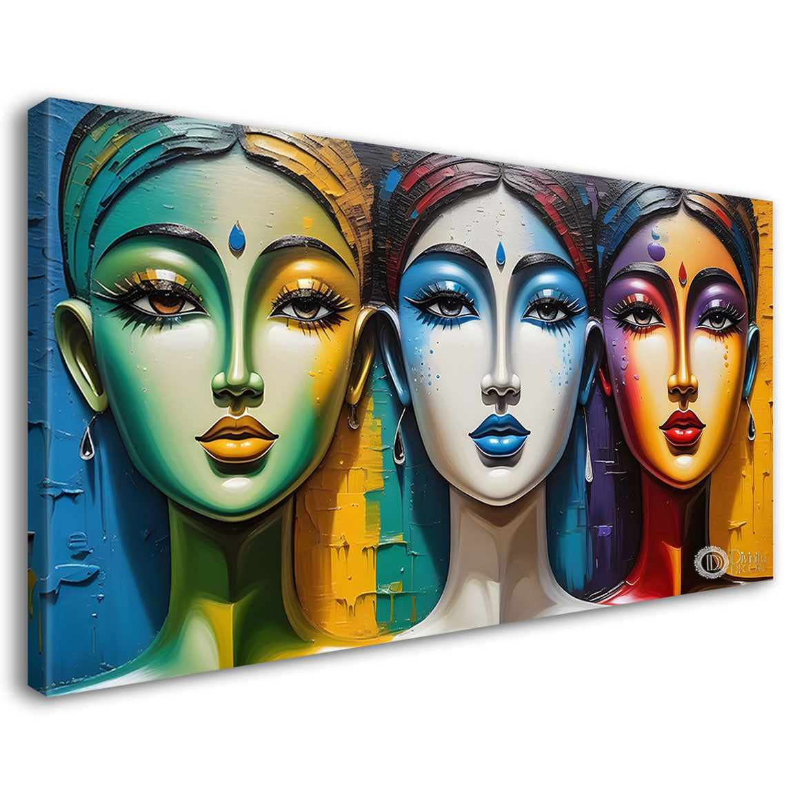 Multiple faces in textured modern art Canvas Painting - Design - Modern-L-416