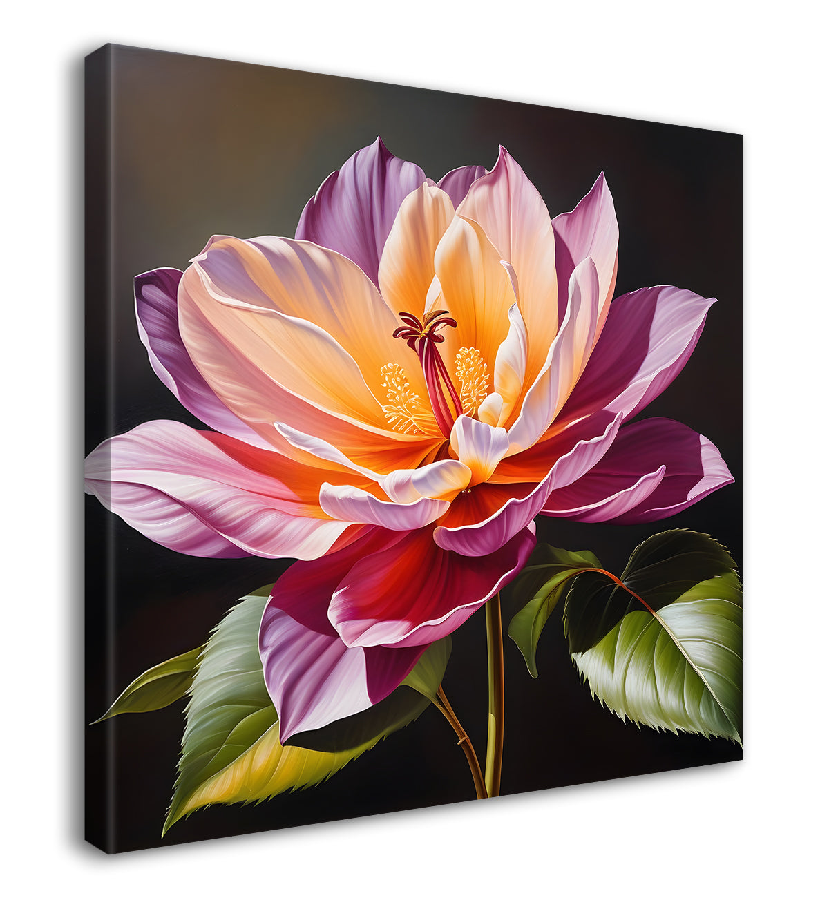 Purple flower in beautiful textured painting  - Flower-S-417