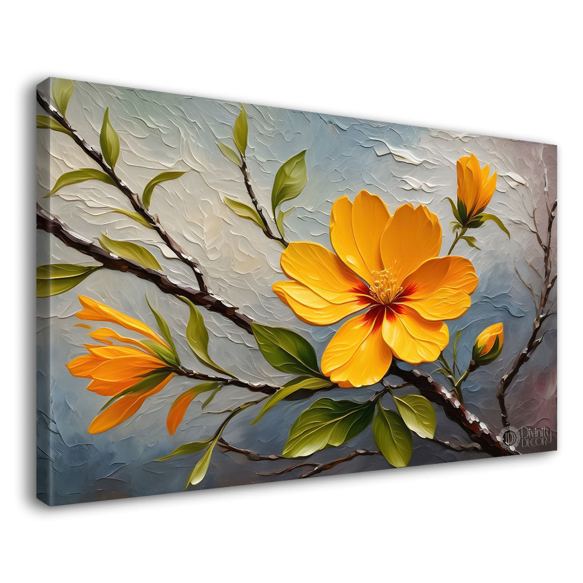 Yellow flowers textured painting- Design - Flower-41