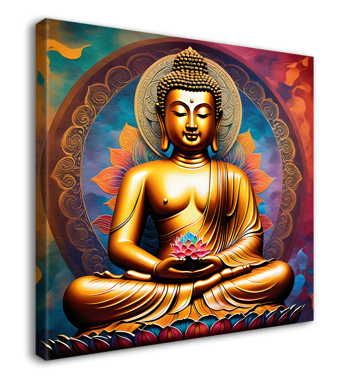 Golden Buddha Painting with textured color 24x24 inch Buddha-S-41