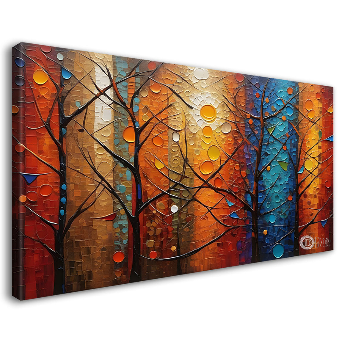 Broad leaf tree textured modern art Canvas Painting - Design - Modern-L-41