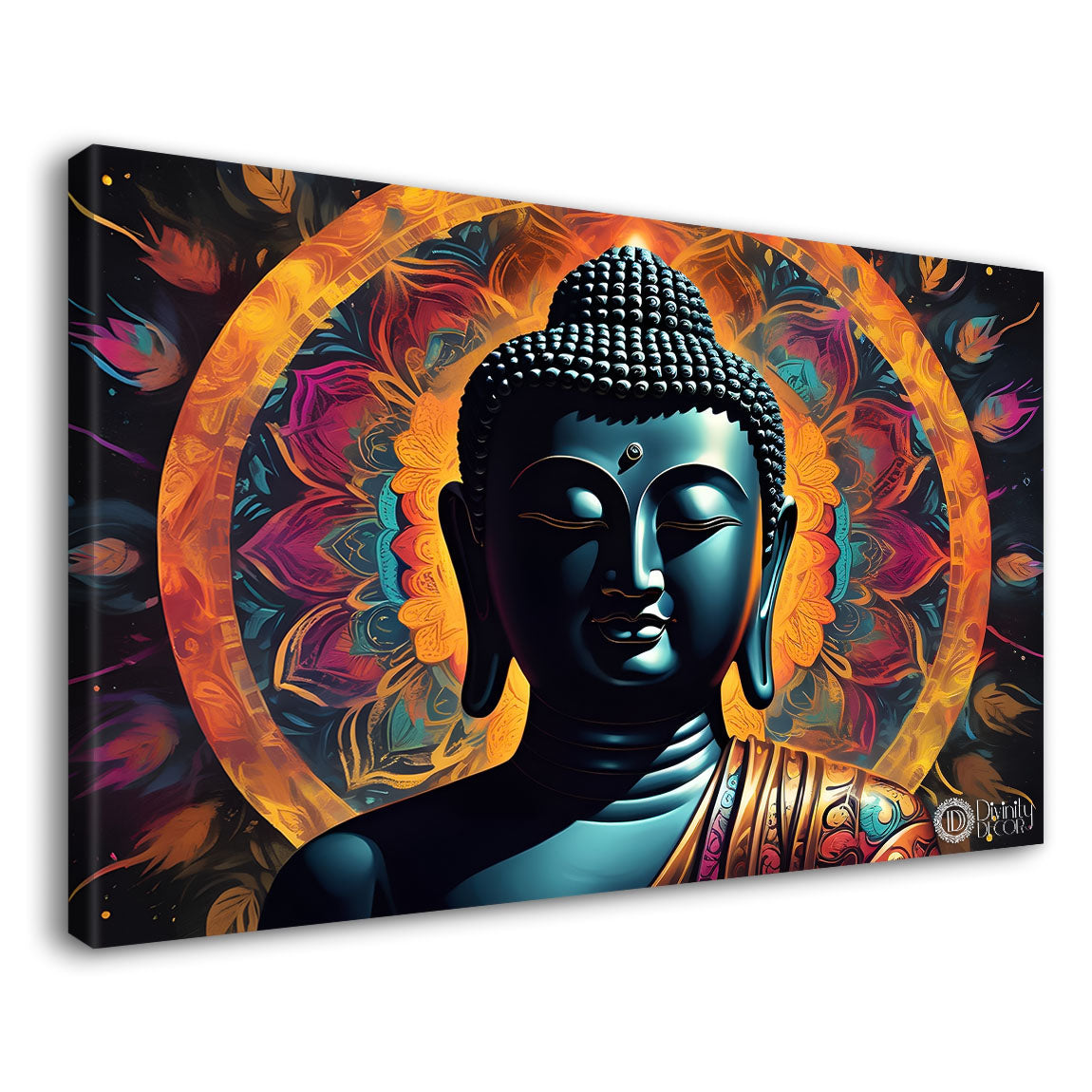 Buddha with colorful background textured painting Canvas Wall Painting - Buddha-420