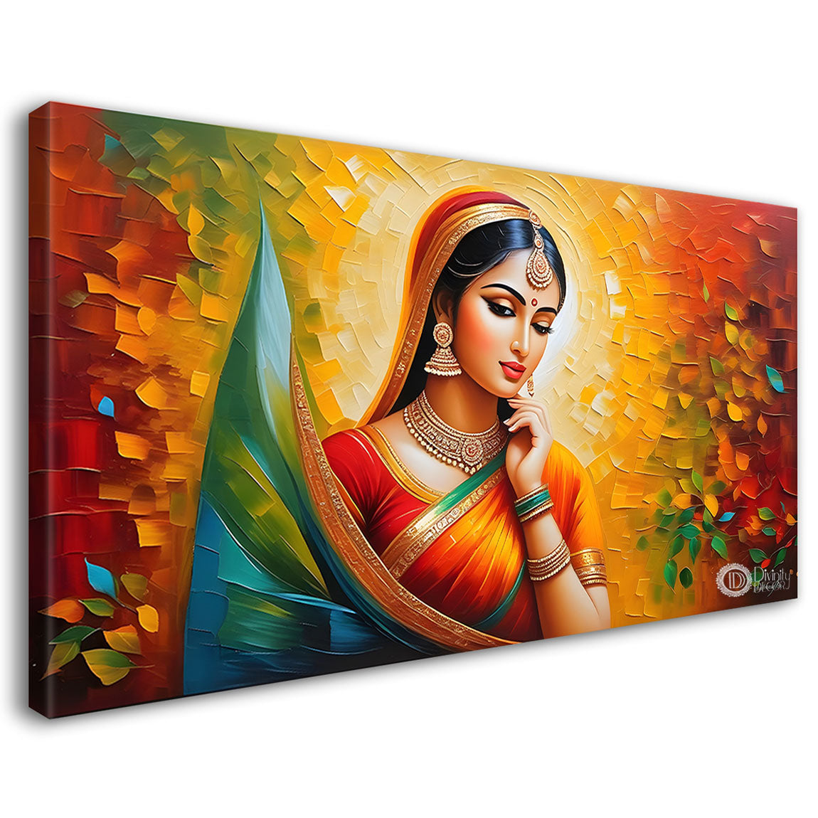Beautiful woman with colorful background modern art Canvas Painting - Design - Modern-L-420
