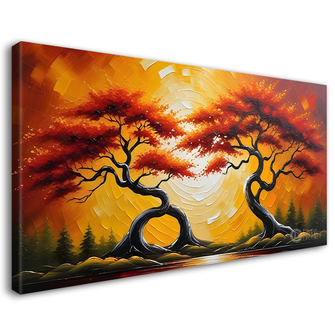 Orange trees textured painting Canvas Painting - Nature Art -420