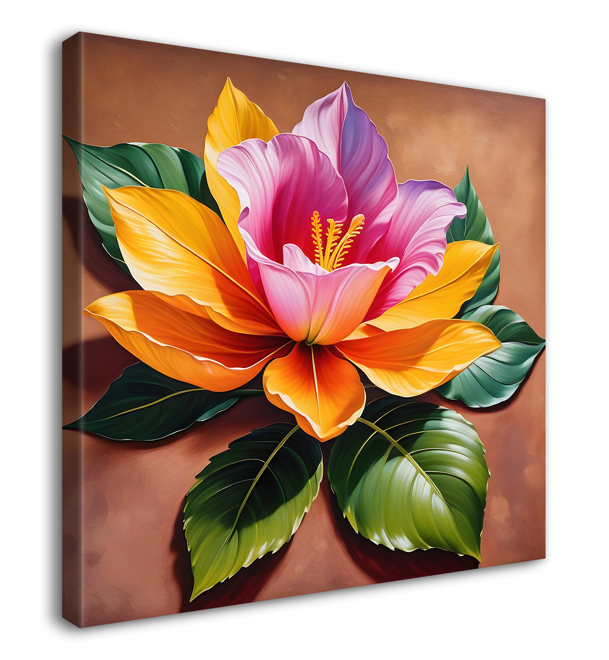 Colourful flower in textured oil painting - Flower-S-423