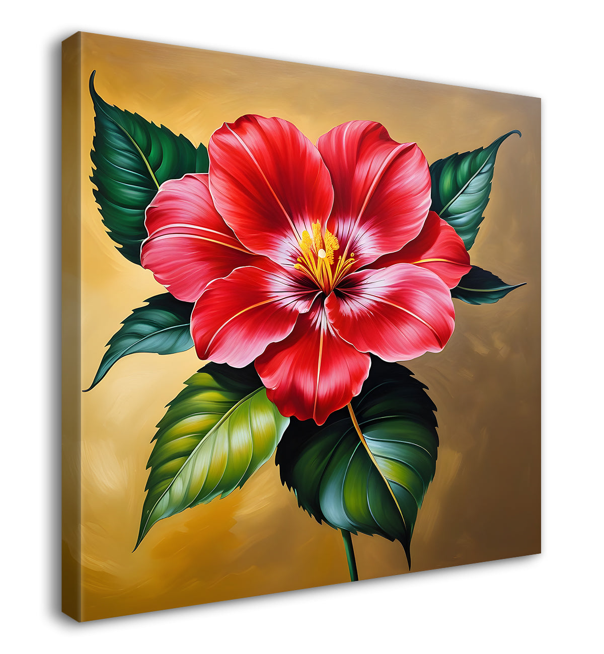 Hibiscus flower in beautiful textured painting - Flower-S-424
