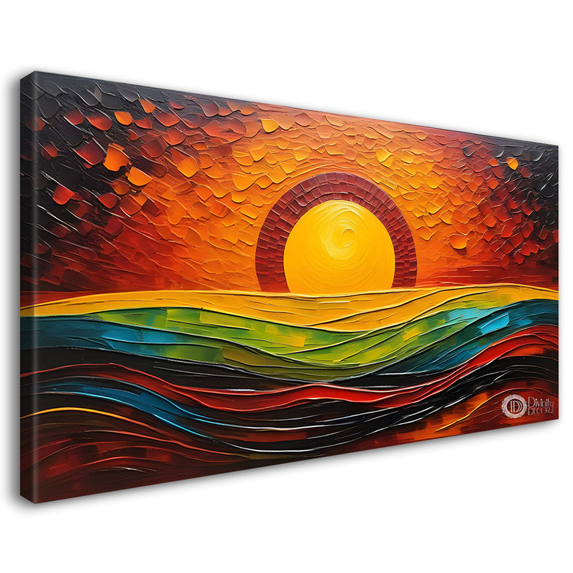 Sunset view textured modern art Canvas Painting - Design - Modern-L-424