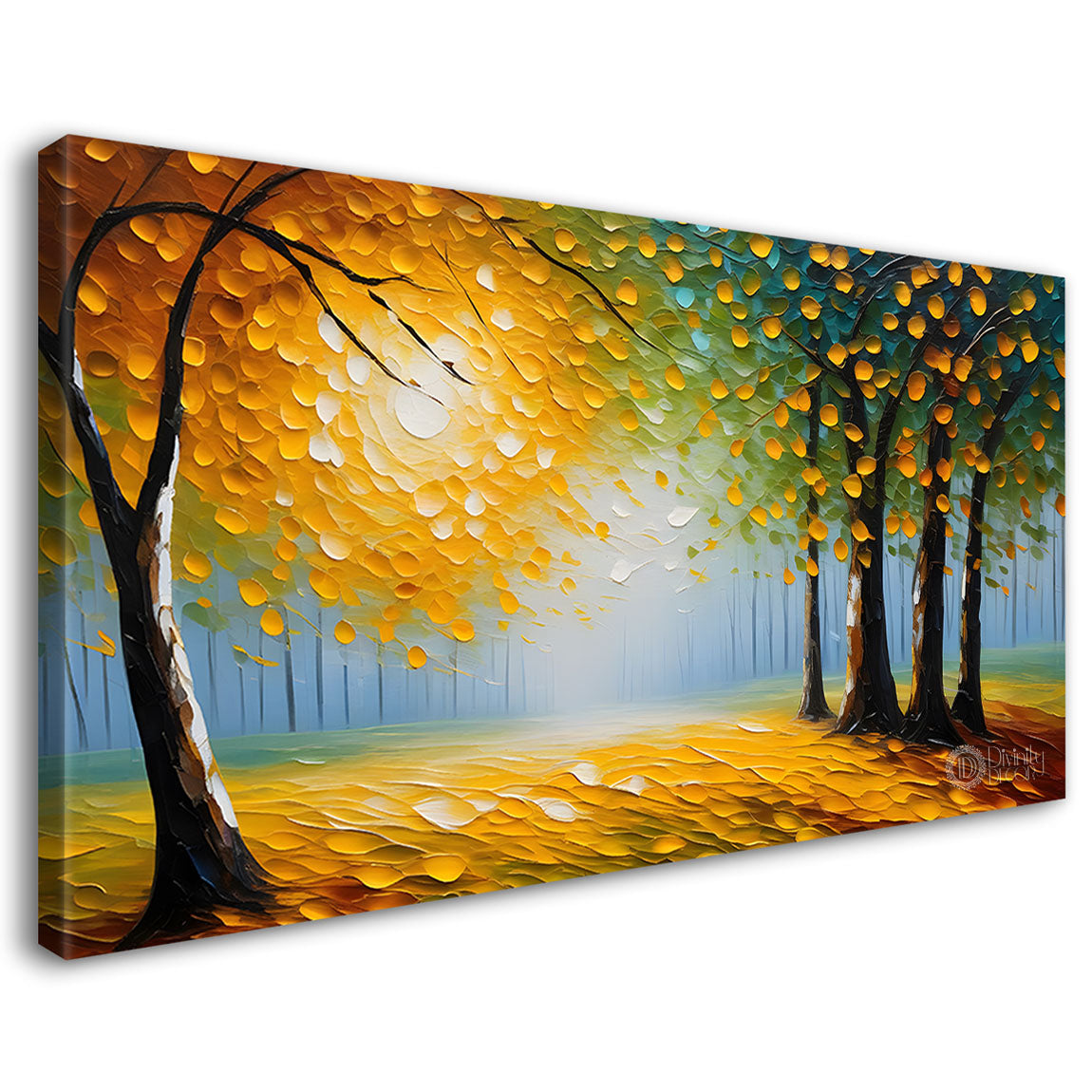 Trees with sun textured painting Canvas Painting - Nature Art -426