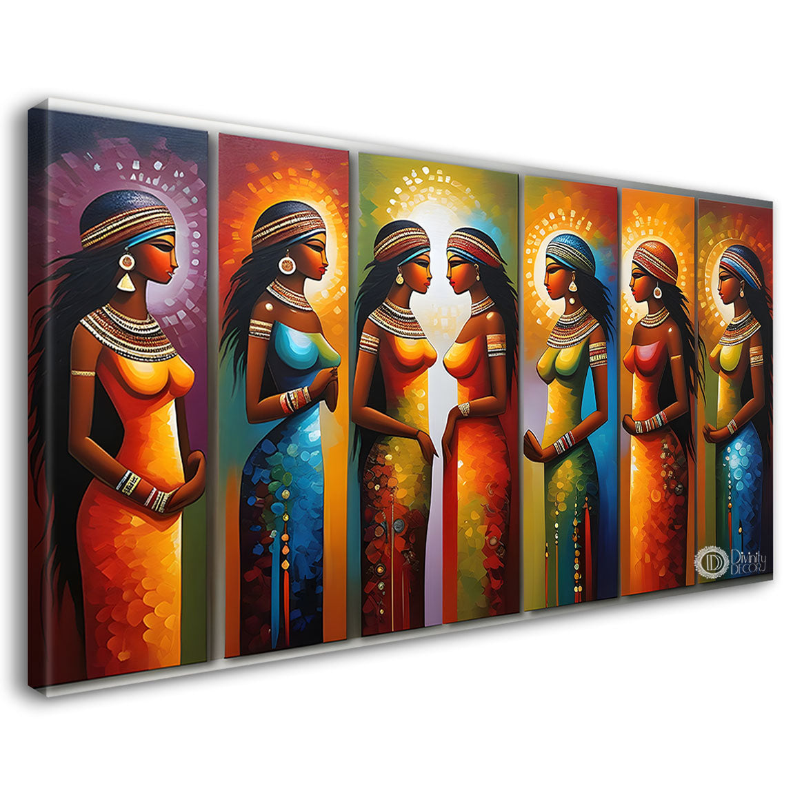 Beautiful tribal women textured modern art Canvas Painting - Design - Modern-L-427