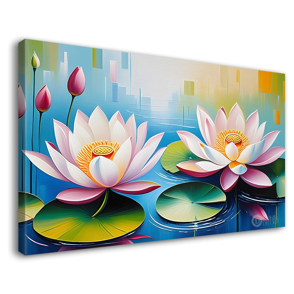 Lotus on the water textured painting canvas painting- Flower-428