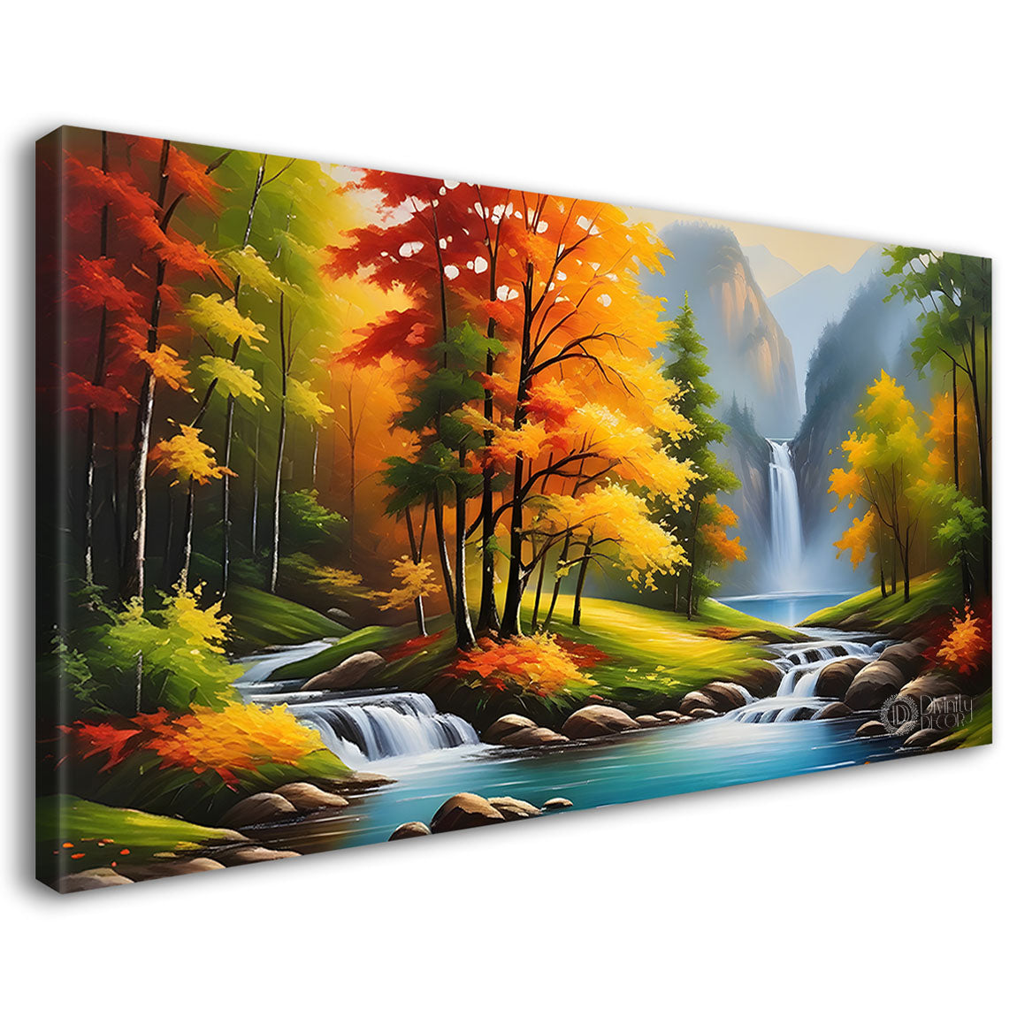 Orange trees with lake and mountains painting Canvas Painting - Nature Art -429