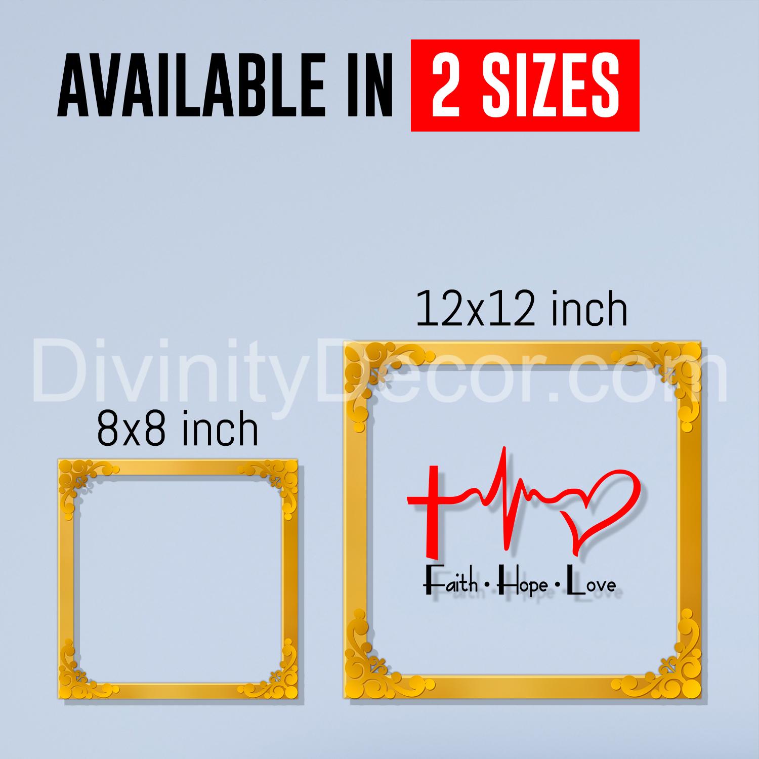 Faith hope love Golden Plaque for Gifting, Wall Decor Clear UV print with Golden Border-42