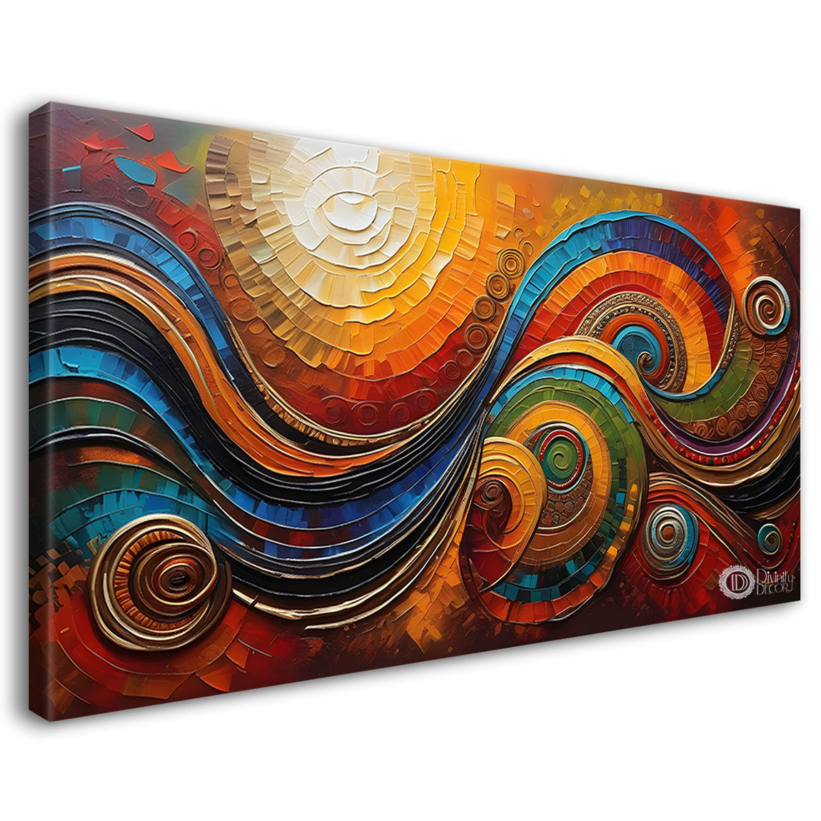 Waves textured modern art Canvas Painting - Design - Modern-L-42