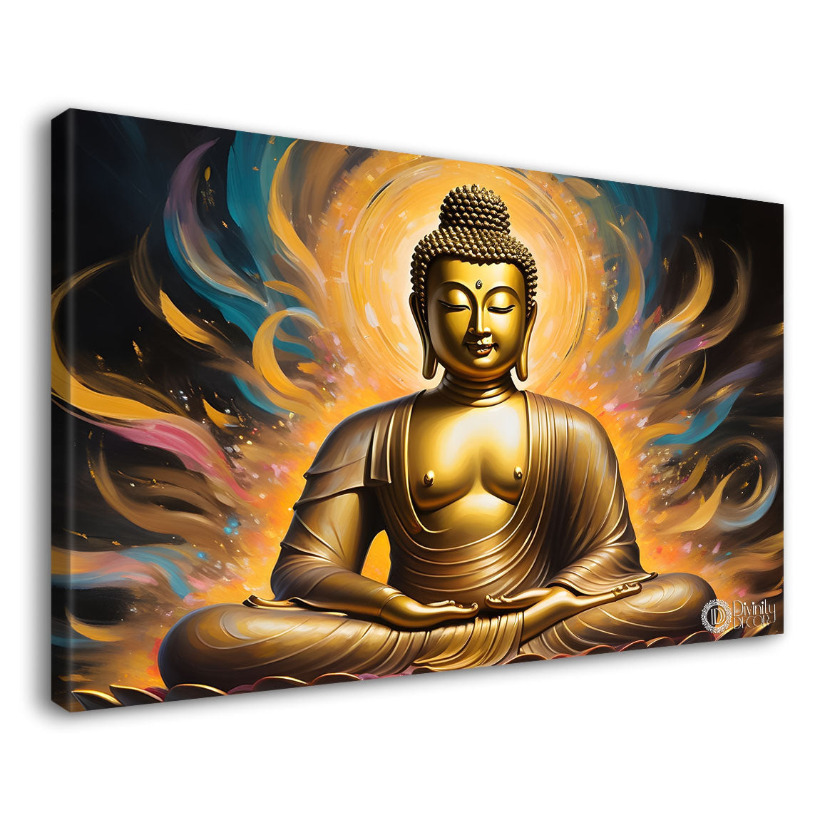 Golden buddha with yellow chakra painting Canvas Wall Painting - Buddha-42