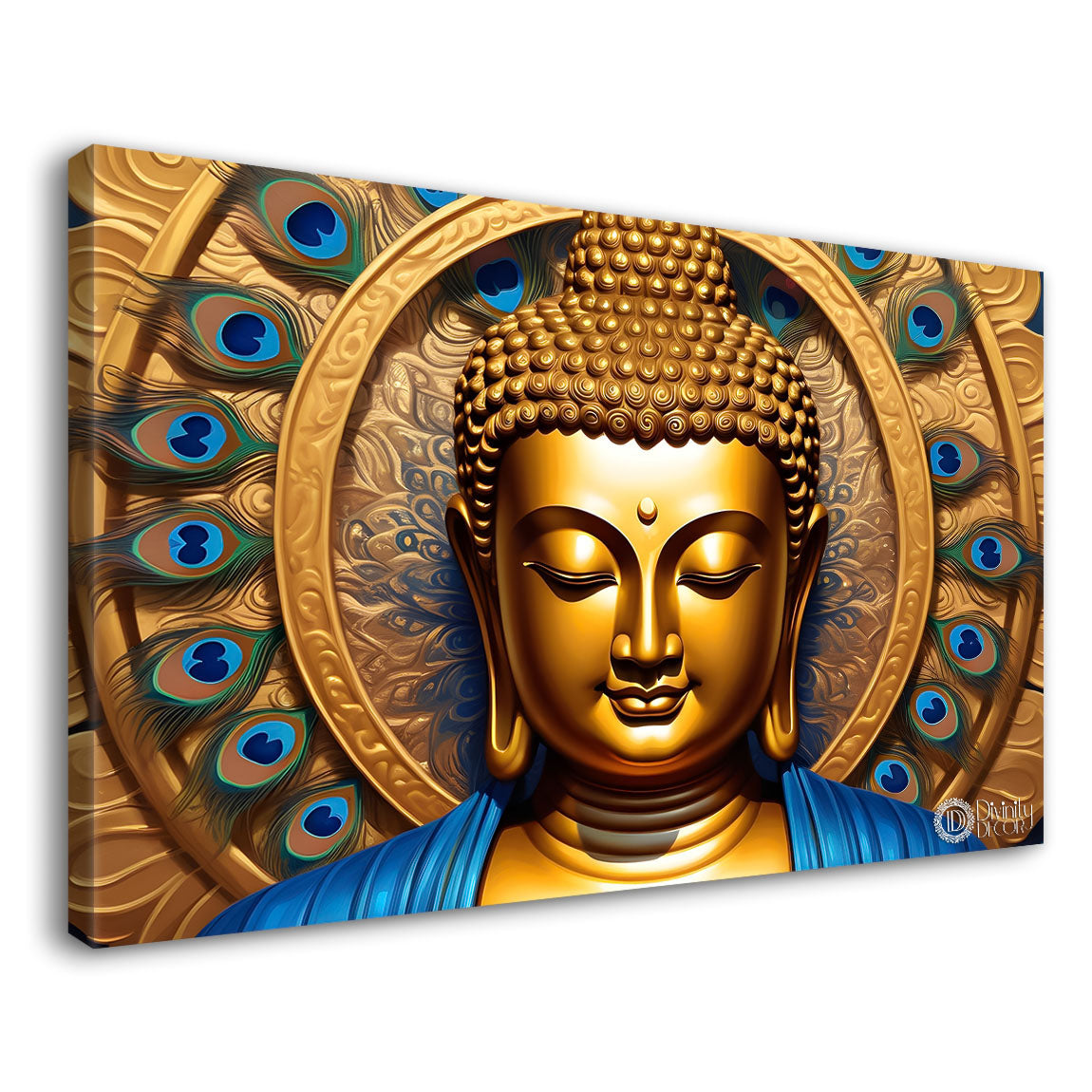 Golden buddha with the golden background textured painting Canvas Wall Painting - Buddha-431