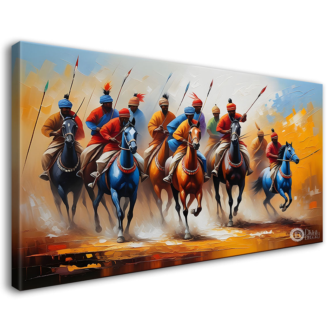 Tribal men on horse modern art Canvas Painting - Design - Modern-L-432