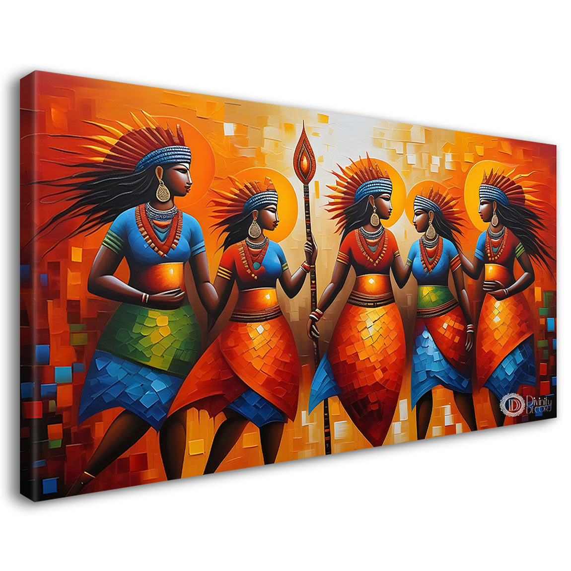 Beautiful tribal women textured modern art Canvas Painting - Design - Modern-L-437