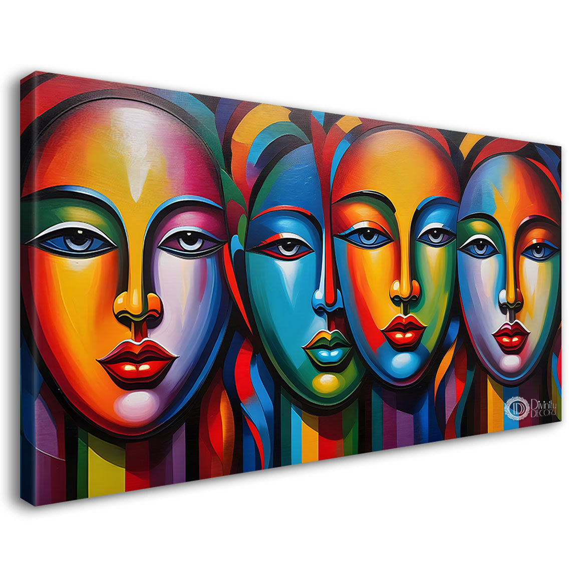Multiple faces in textured modern art Canvas Painting - Design - Modern-L-439