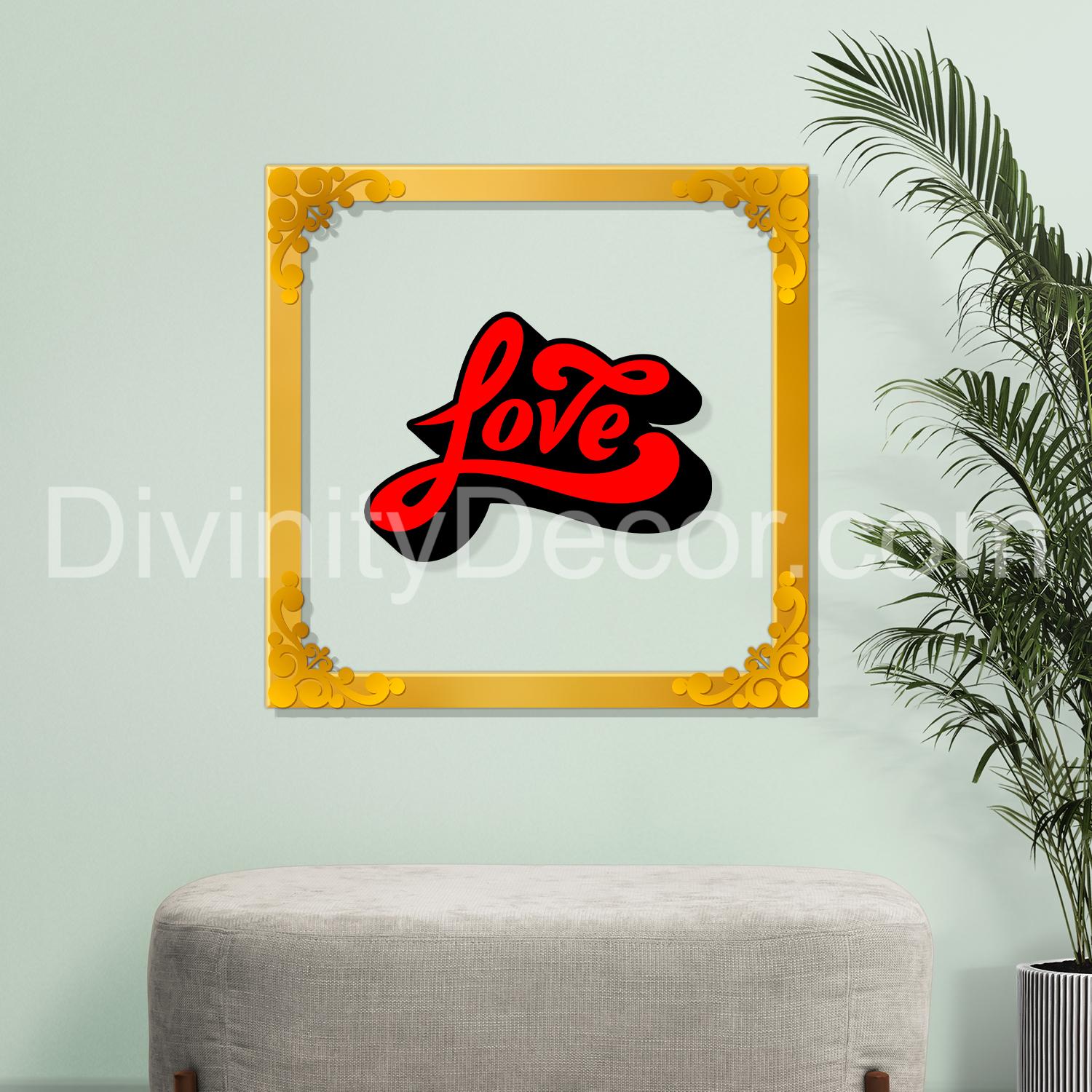 Love Golden Plaque for Gifting, Wall Decor Clear UV print with Golden Border-43