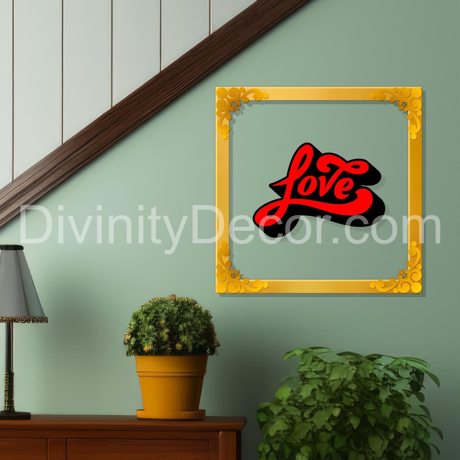 Love Golden Plaque for Gifting, Wall Decor Clear UV print with Golden Border-43