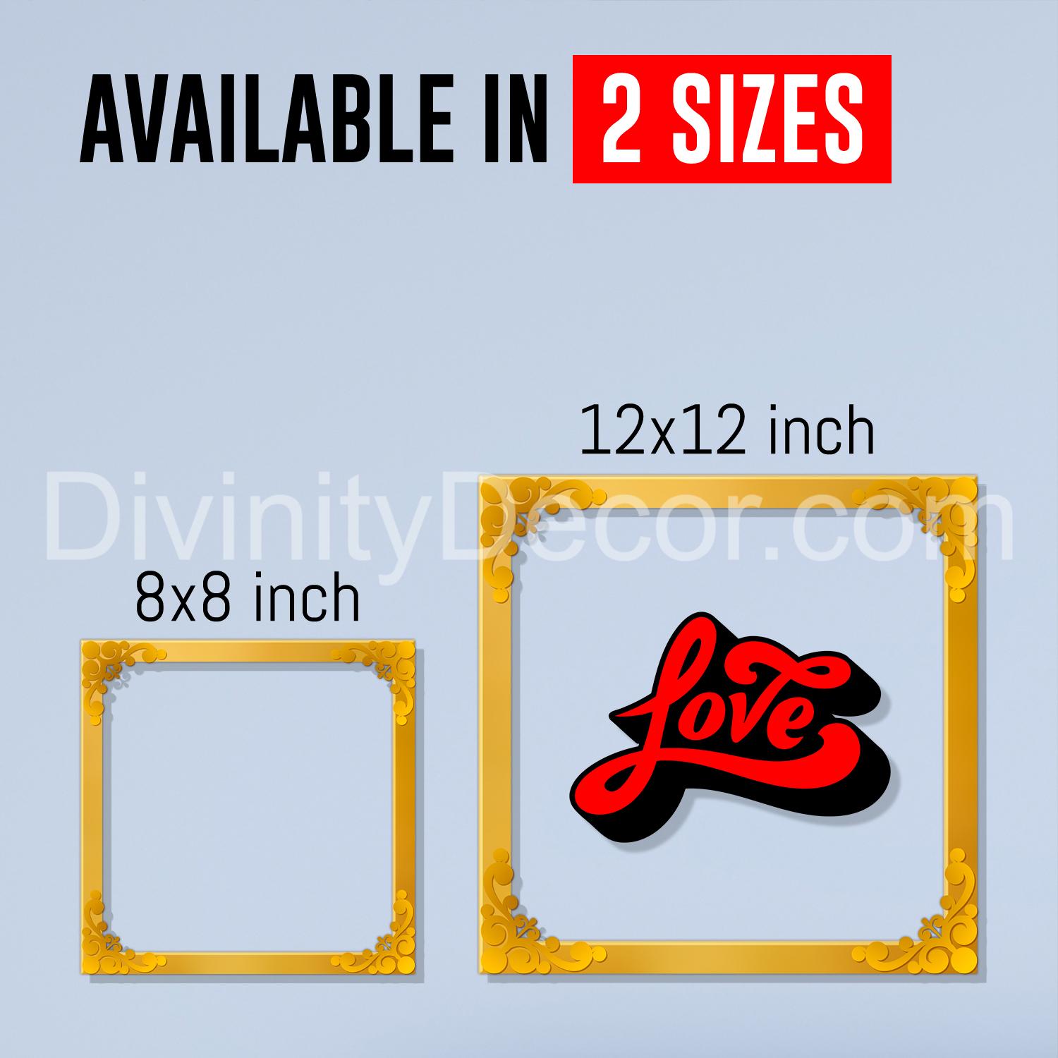 Love Golden Plaque for Gifting, Wall Decor Clear UV print with Golden Border-43