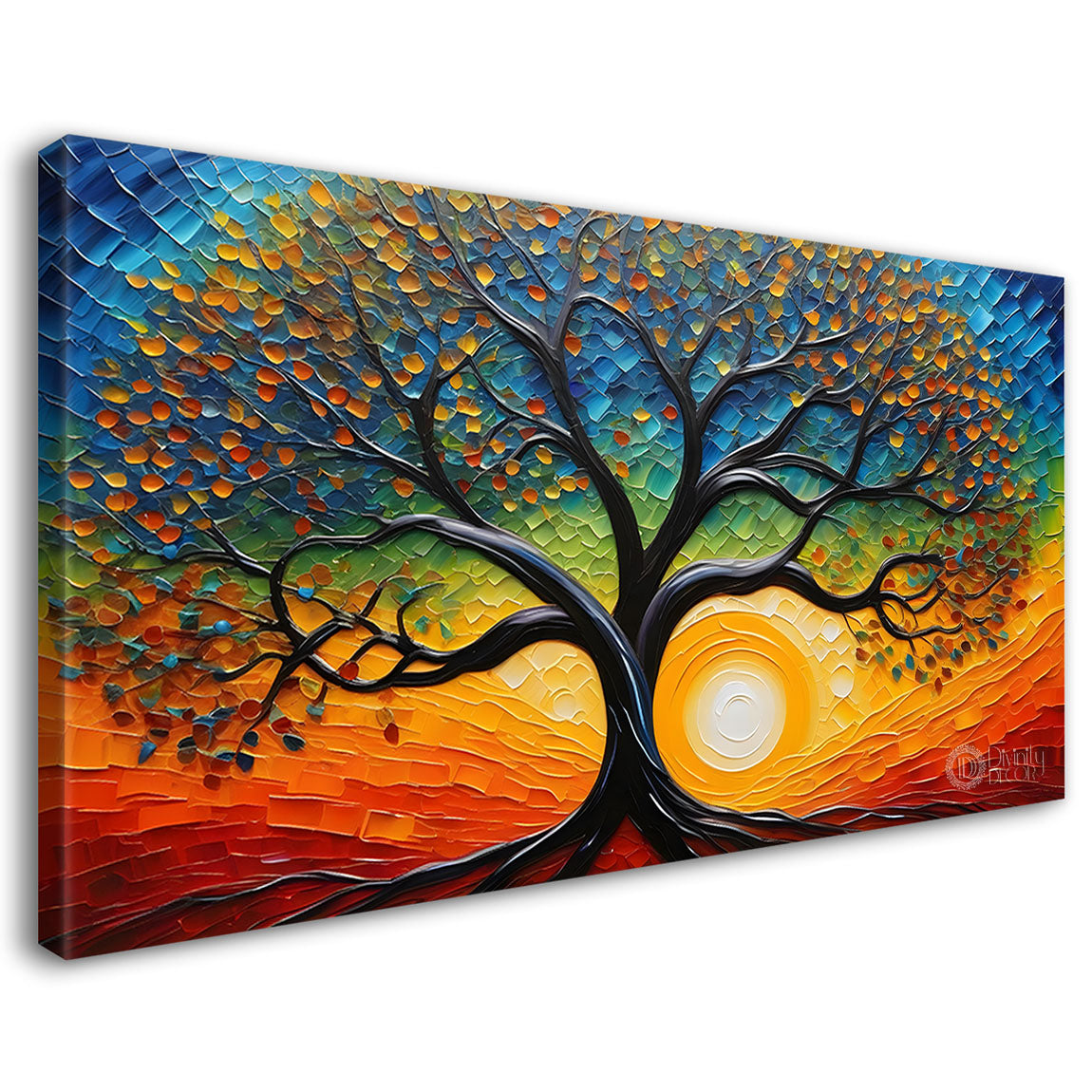 Tree in colors textured modern art Canvas Painting - Design - Tree-43