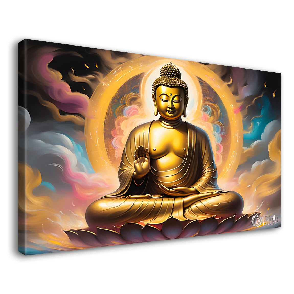 Golden buddha with yellow chakra painting Canvas Wall Painting - Buddha-43
