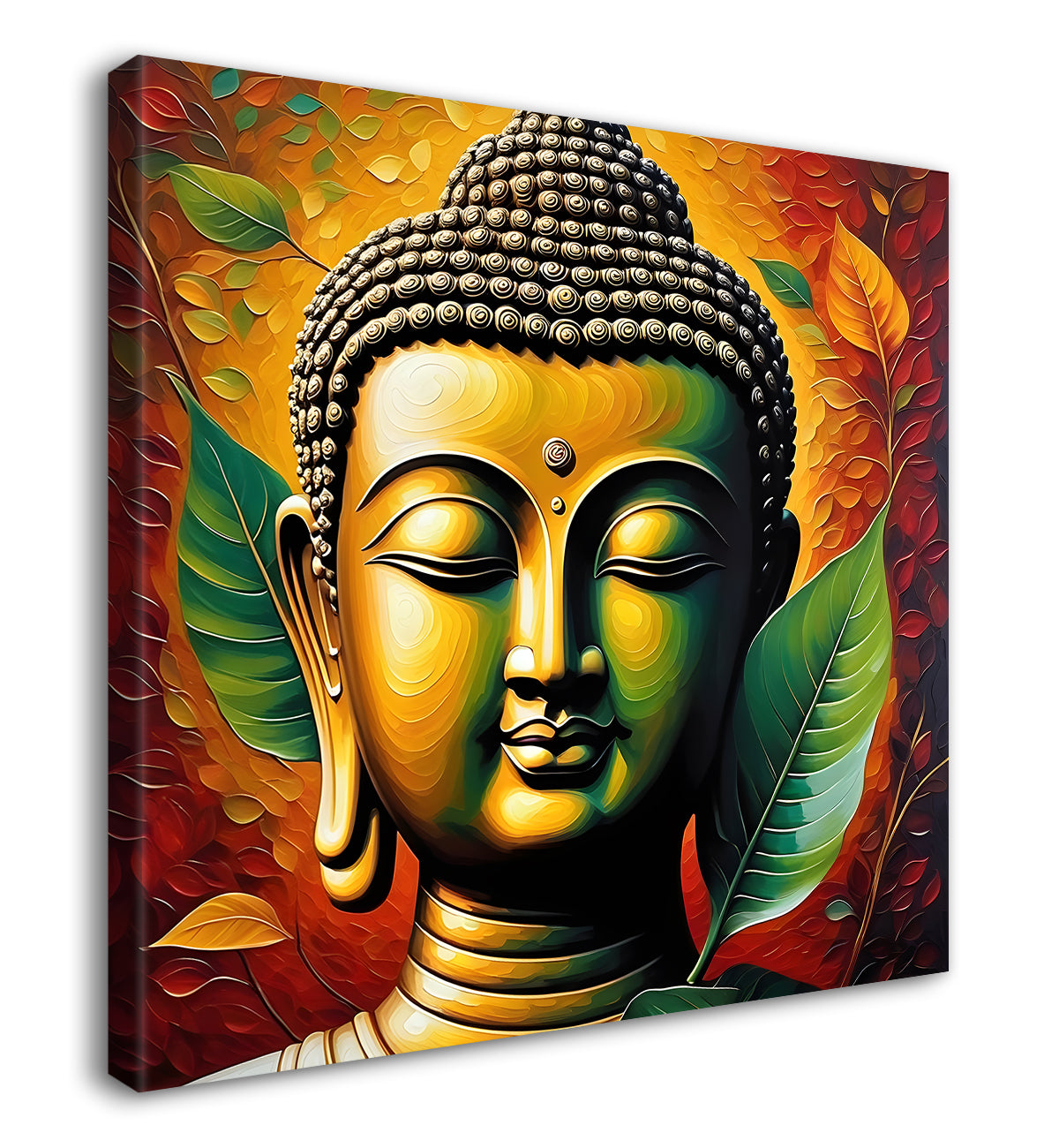 Golden Buddha Painting with textured color 24x24 inch Buddha-S-43