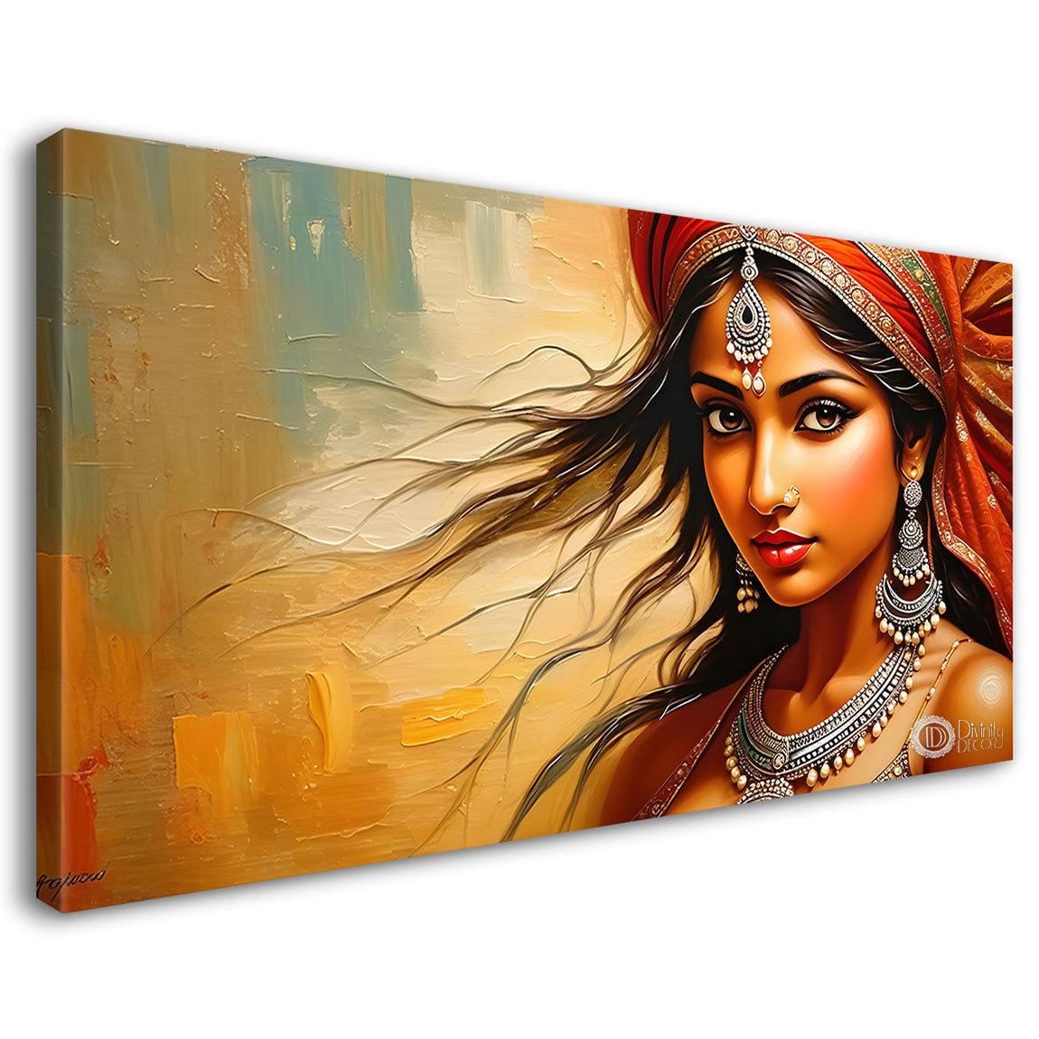 Beauty in brown lady textured modern art Canvas Painting - Design - Modern-L-444