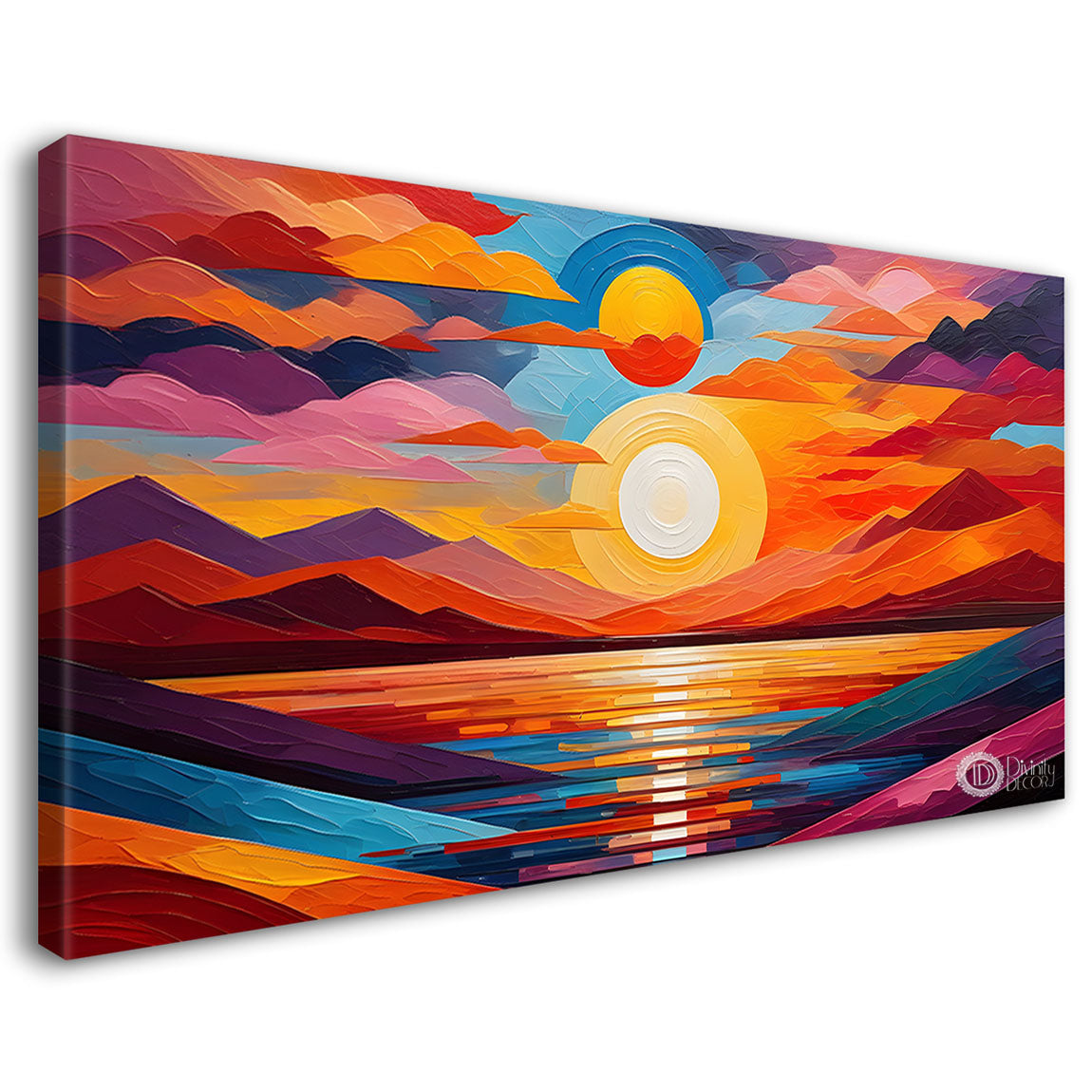Sunset view textured modern art Canvas Painting - Design - Modern-L-447