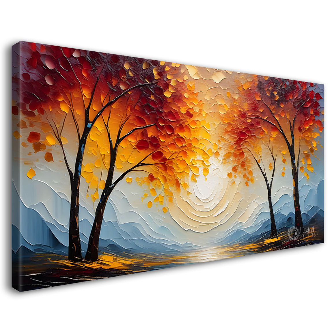 Orange trees textured painting Canvas Painting - Nature Art -448