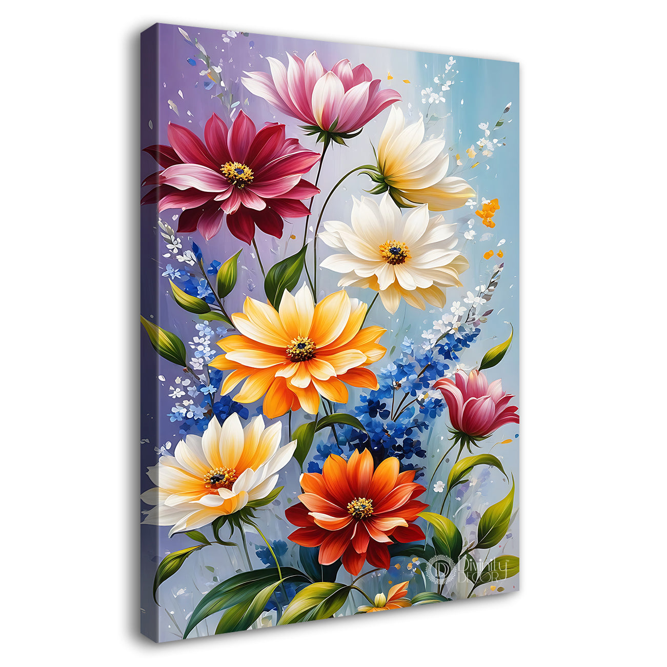 Colourful flowers in colourful background  - Flower-V-448