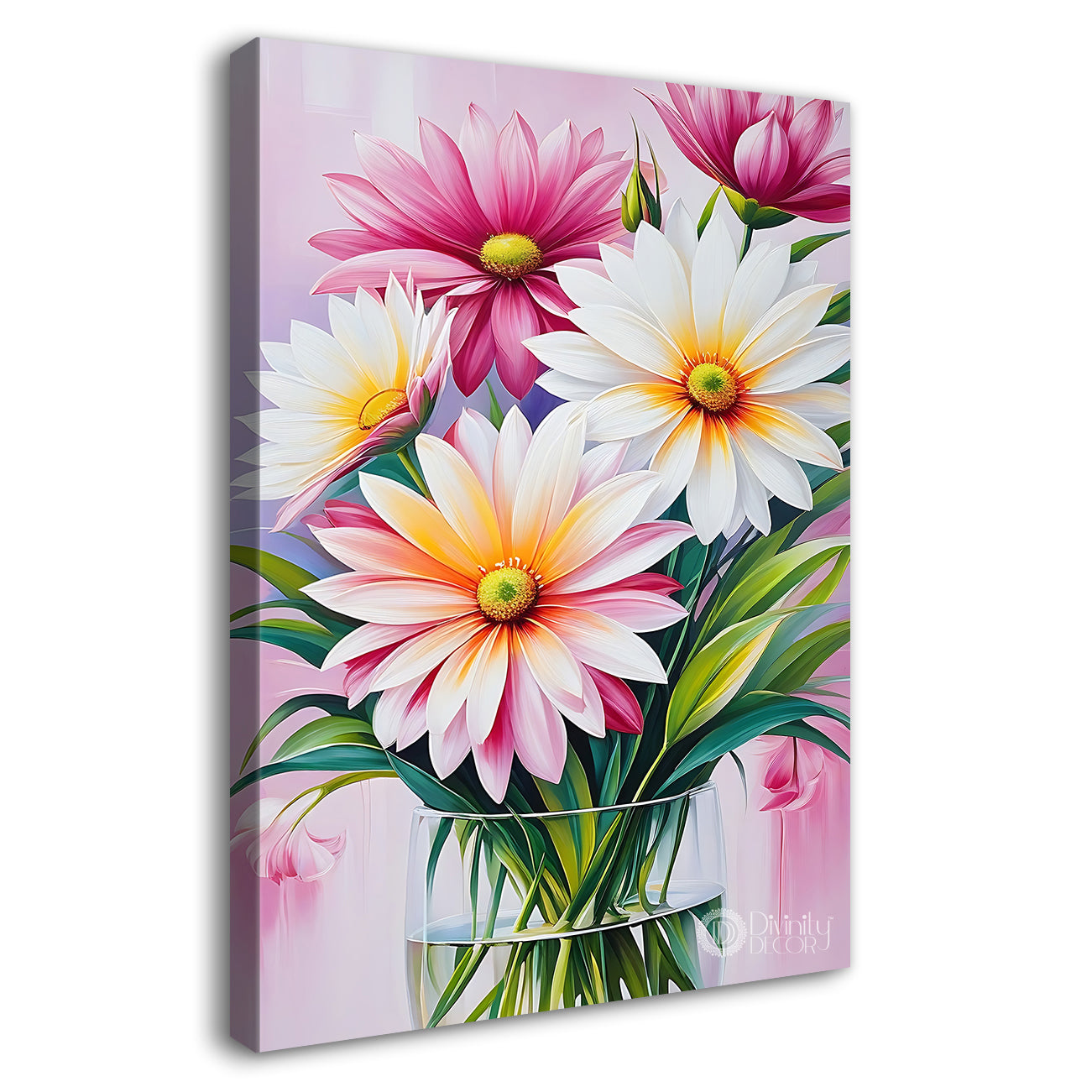 Colourful flowers in pink background - Flower-V-449