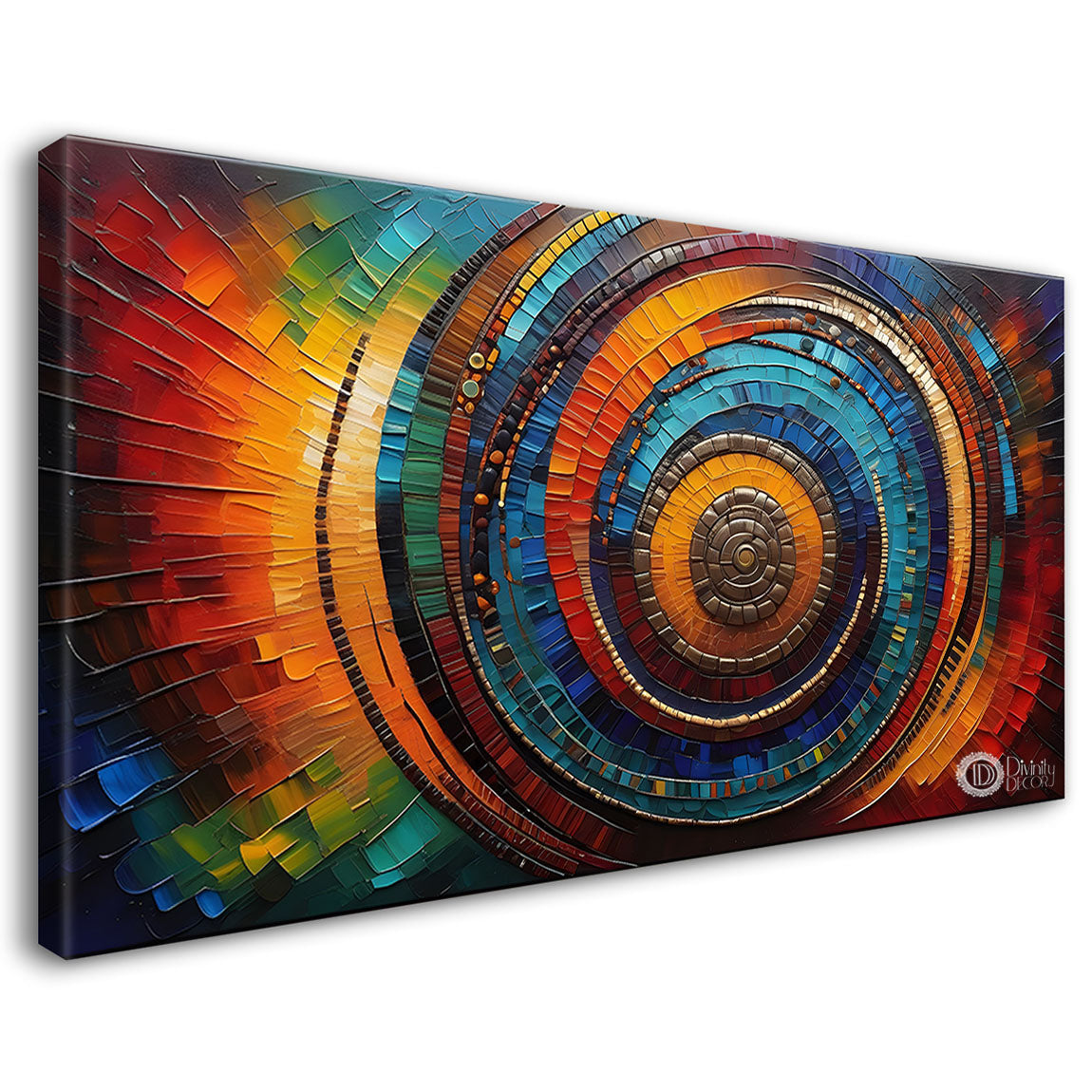 Colorful round textured modern art Canvas Painting - Design - Modern-L-44