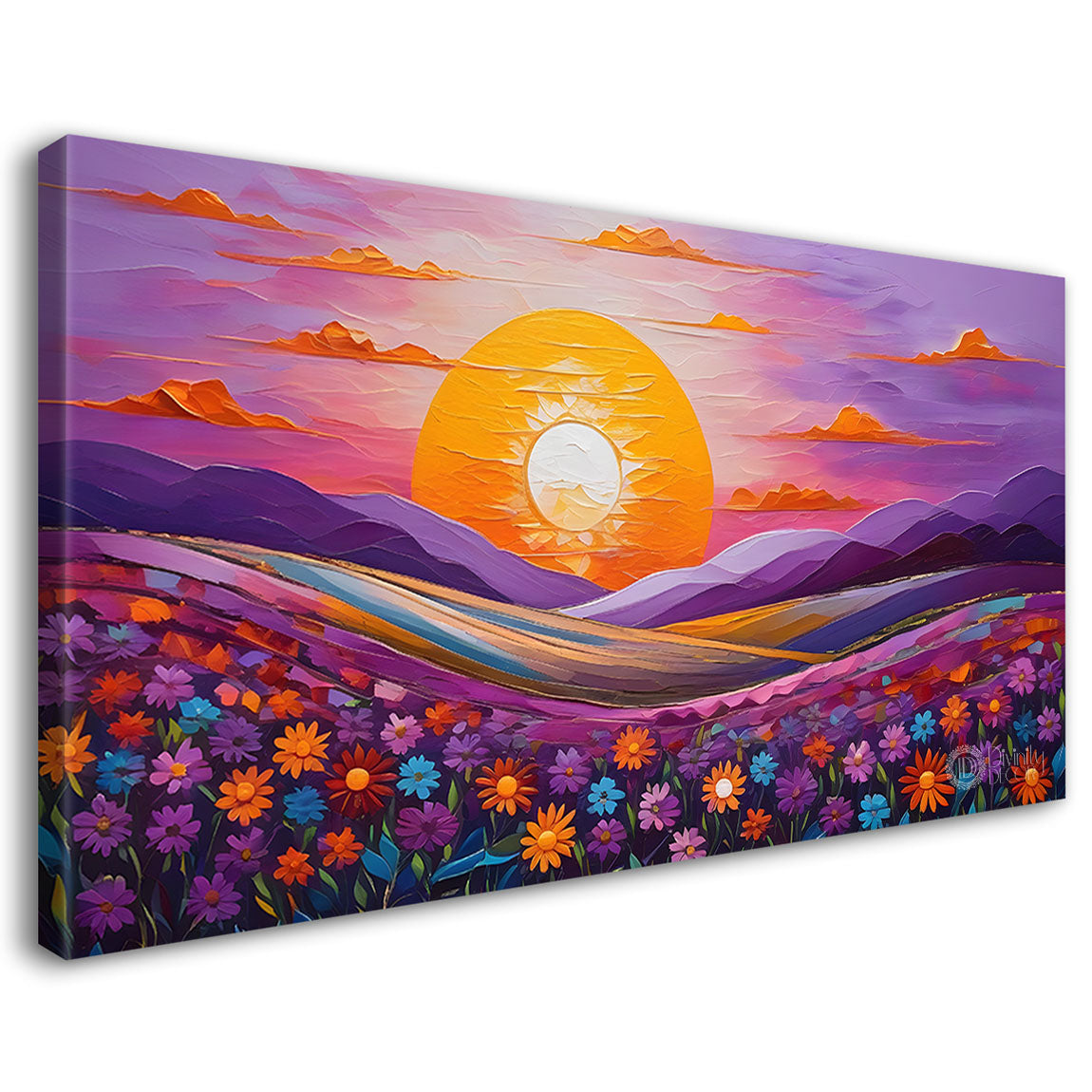 Mountains with flowers painting Canvas Painting - Nature Art -454