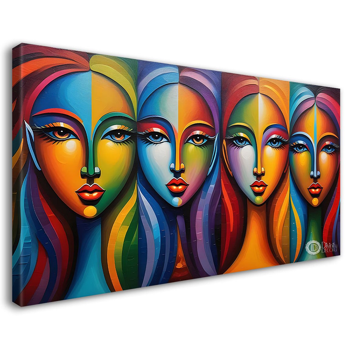 Multiple faces in textured modern art Canvas Painting - Design - Modern-L-454