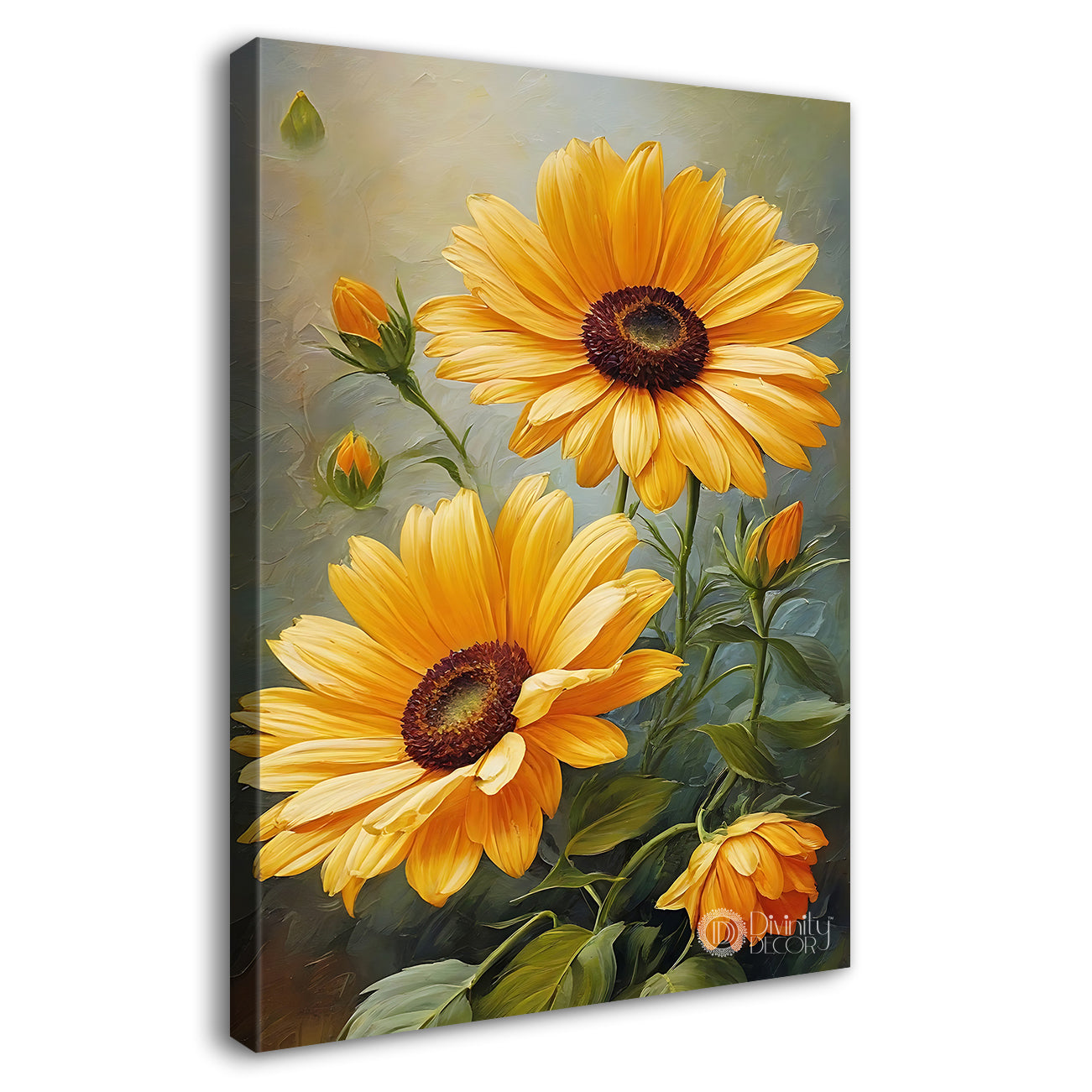 Yellow flowers in light background painting- Flower-V-454