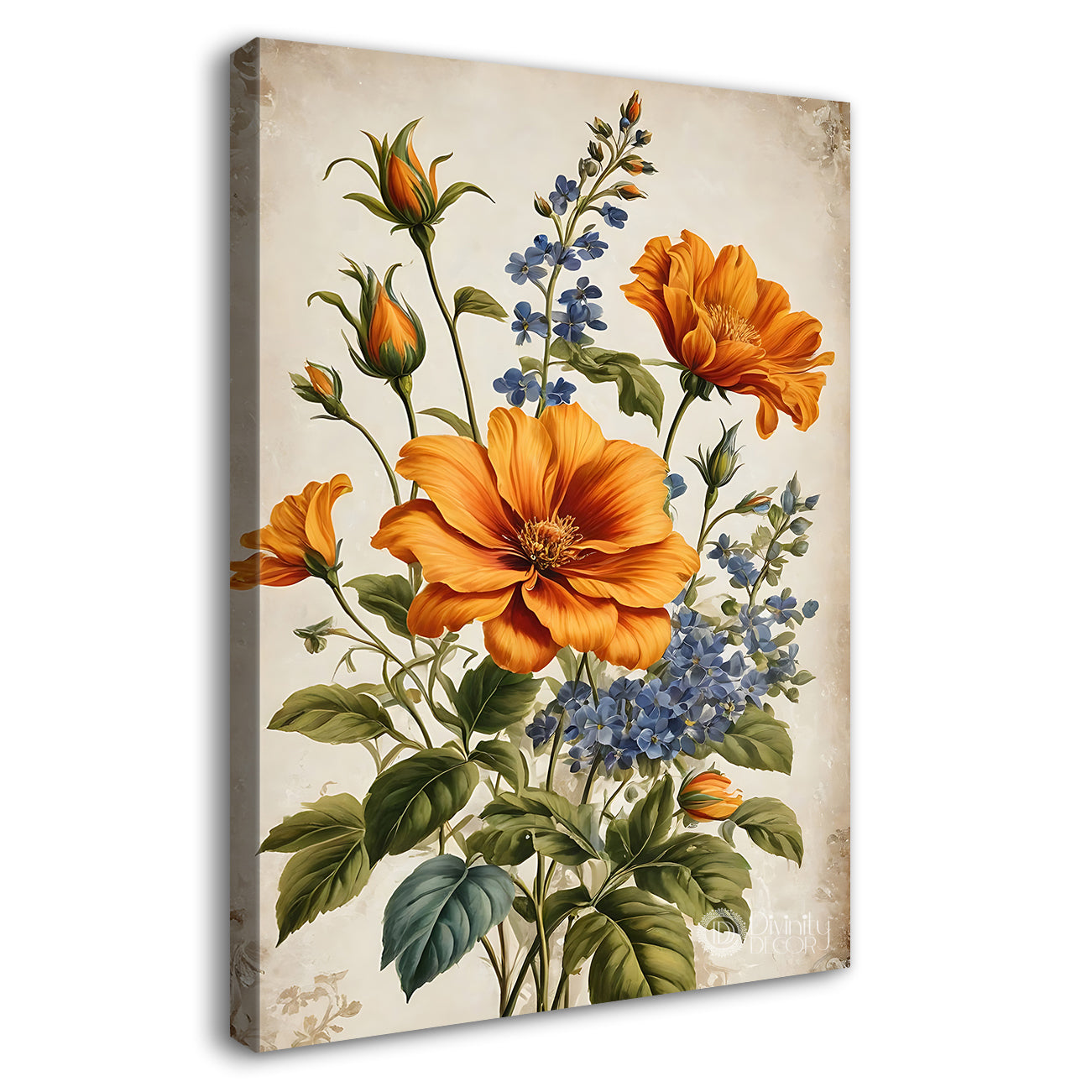 Orange flowers in light background painting- Flower-V-455