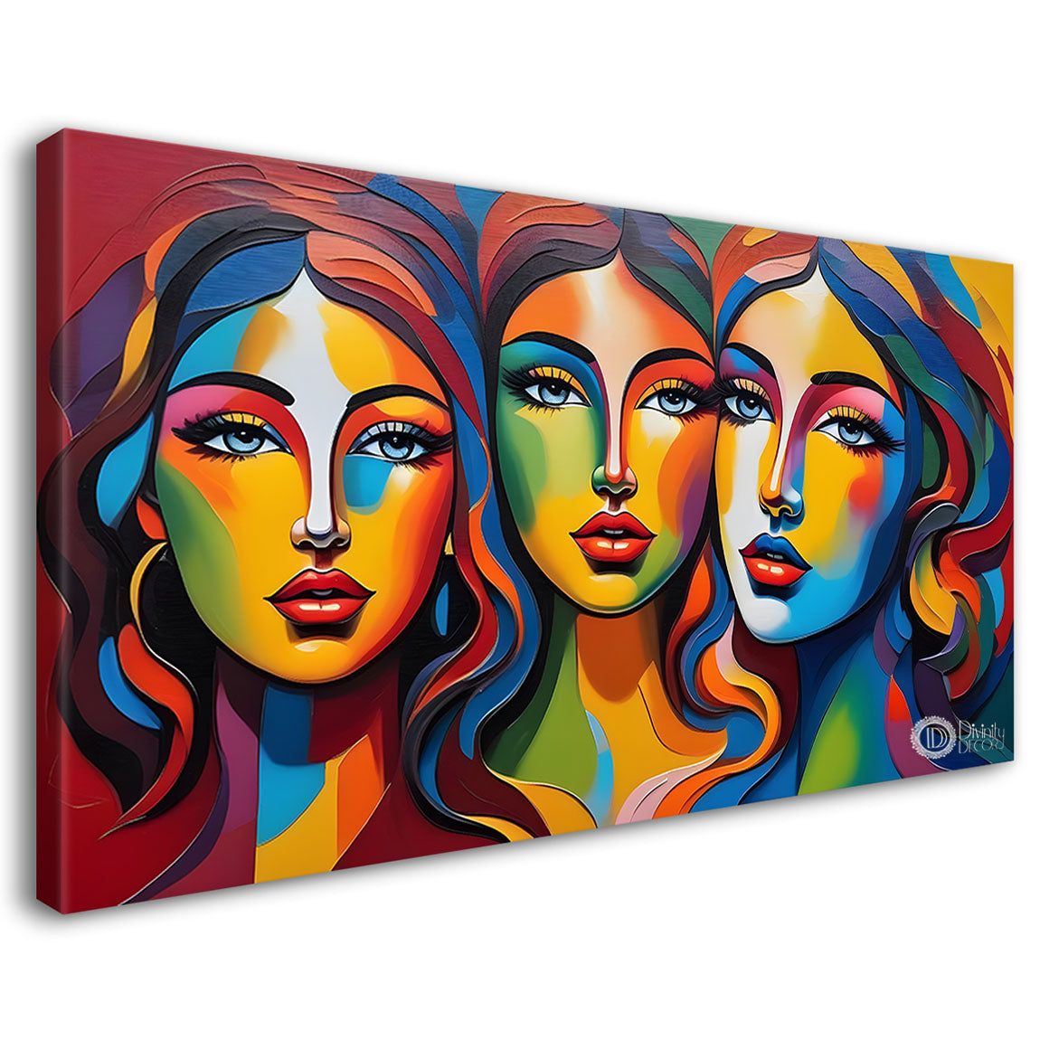 Multiple faces in textured modern art Canvas Painting - Design - Modern-L-456