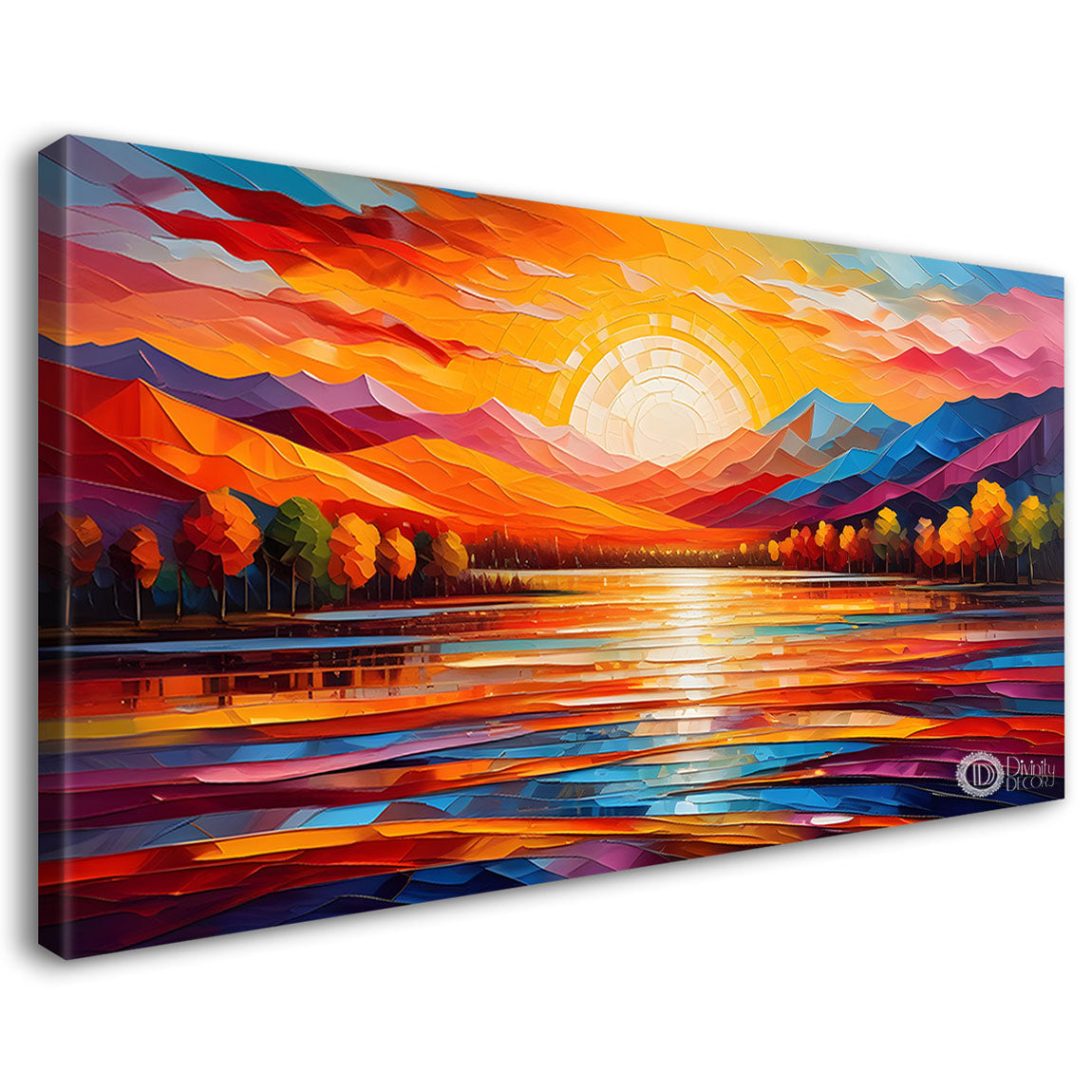 Sunset view textured modern art Canvas Painting - Design - Modern-L-458