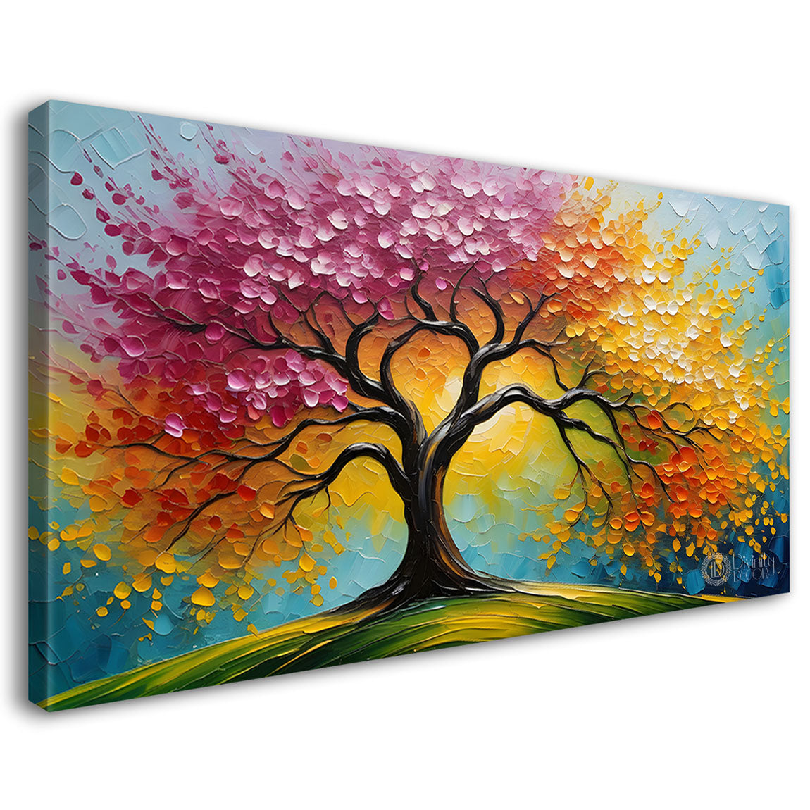 Spring tree in textured modern art Canvas Painting - Design - Tree-45