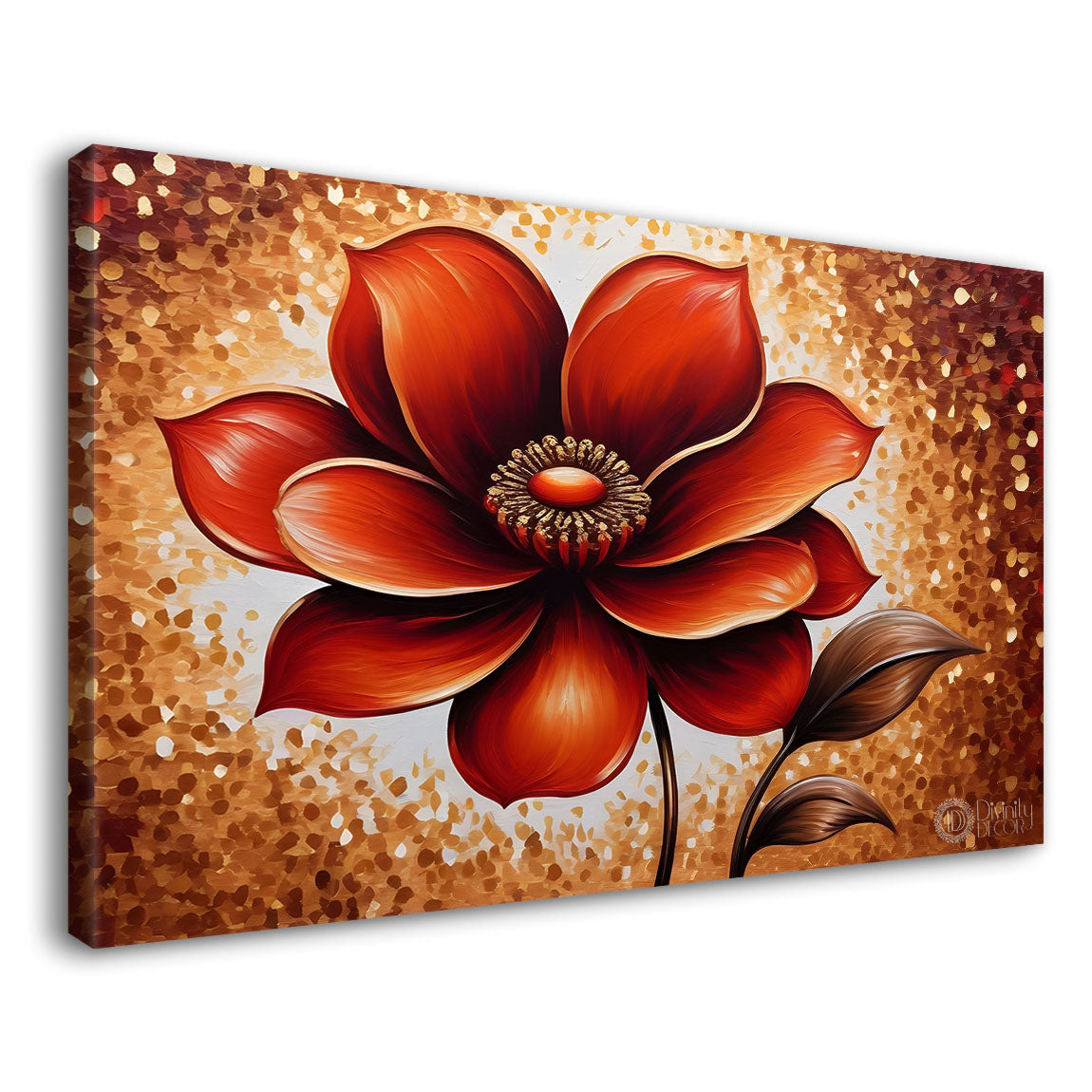 Red flower with bright textured painting- Design - Flower-45