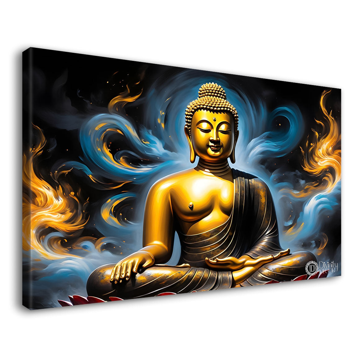 Golden buddha with colorful textured painting Canvas Wall Painting - Buddha-45