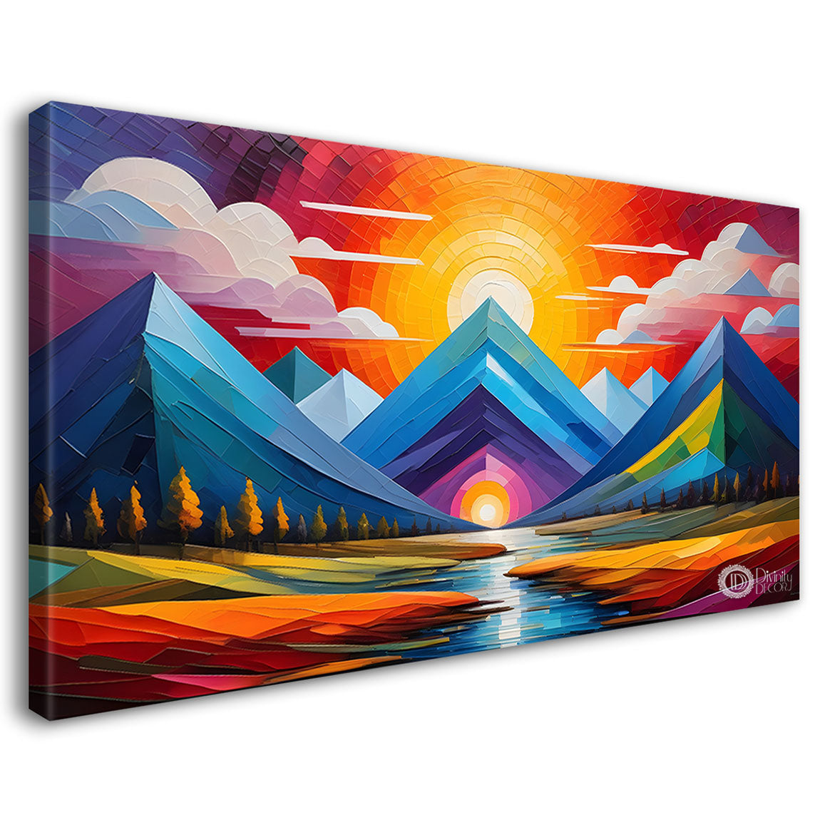 Mountains in texture modern art Canvas Painting - Design - Modern-L-462