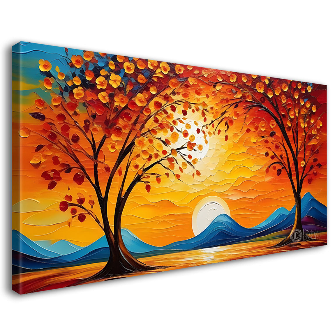 Orange trees textured painting Canvas Painting - Nature Art -463
