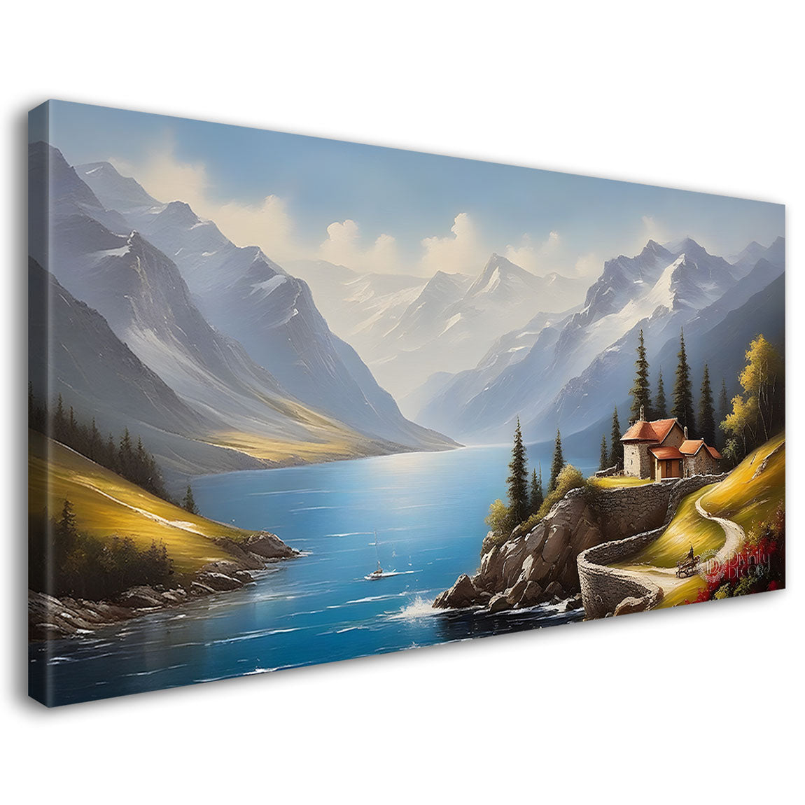 Mountains with river painting Canvas Painting - Nature Art -464
