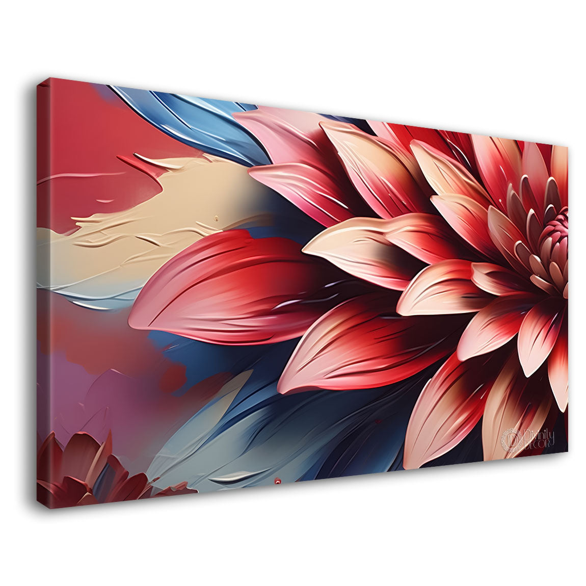 Orange flowers in colorful background canvas painting- Flower-465